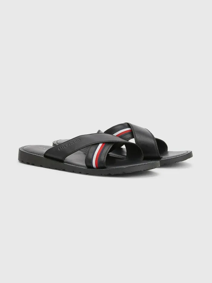 Tommy Hilfiger Crossover Strap Sandals Black Mens Sandals Sliders and Flip Flops Cheap On Sale Tommy Hilfiger Crossover Strap Sandals Black Mens Sandals Sliders and Flip Flops Cheap On Sale