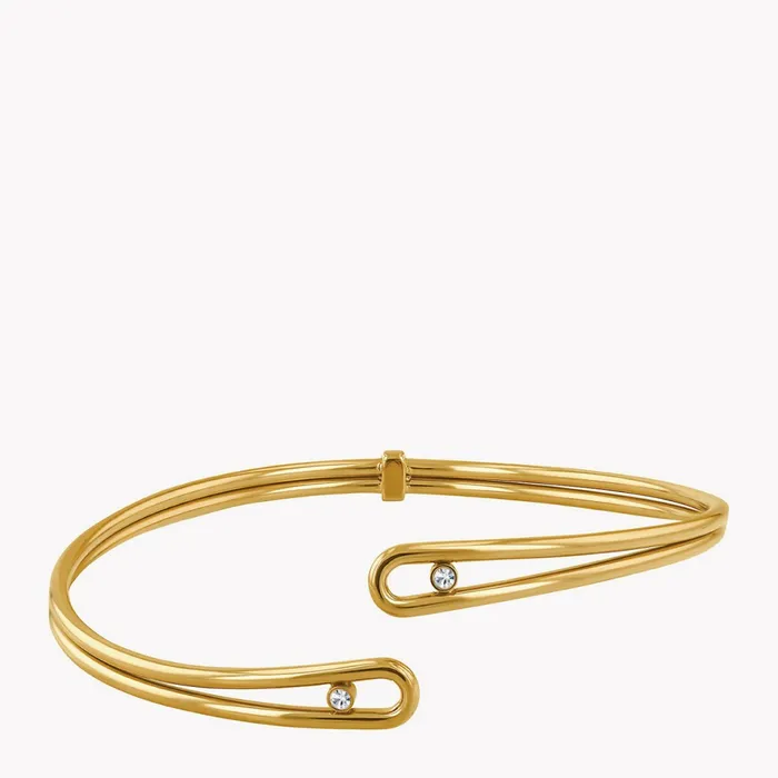 Tommy Hilfiger Crystal Embellished Cuff Gold Plated Womens Jewellery