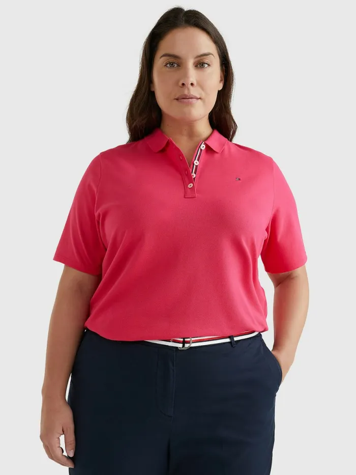 Tommy Hilfiger Curve Essential Placket Detail Polo Pink Splendor Womens Polo Shirts Online Tommy Hilfiger Curve Essential Placket Detail Polo Pink Splendor Womens Polo Shirts Online