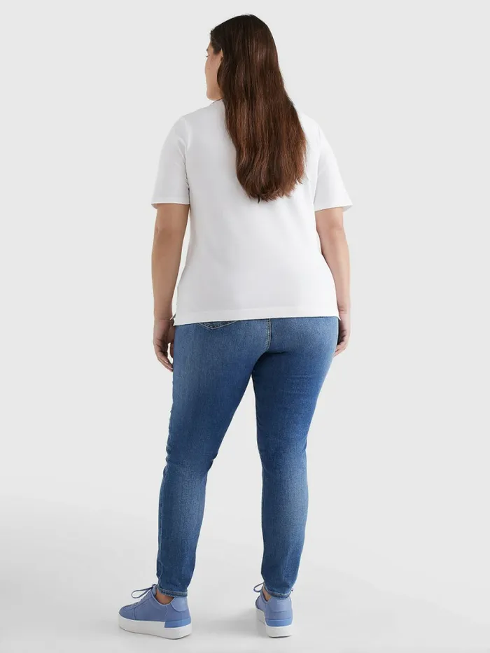 Tommy Hilfiger Curve Essential Placket Detail Polo White Womens Polo Shirts Gift Ideas