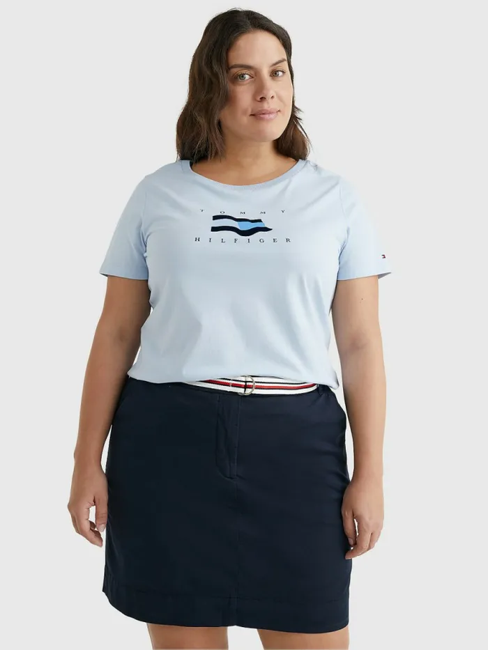 Tommy Hilfiger Curve Flock Flag TShirt Breezy Blue Womens TShirts Cheap On Sale Tommy Hilfiger Curve Flock Flag TShirt Breezy Blue Womens TShirts Cheap On Sale