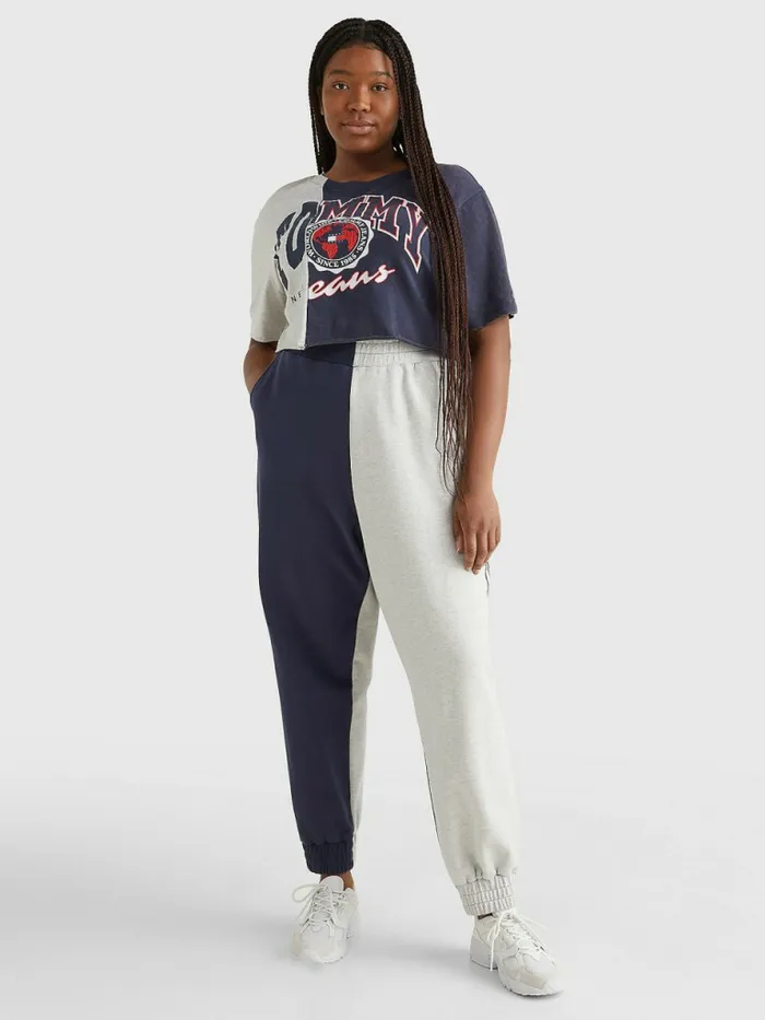 Tommy Hilfiger Curve Logo Cropped TShirt Twilight NavyMulti Womens Curve Fashion