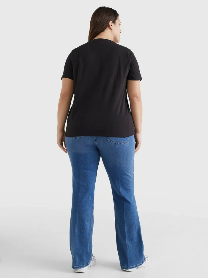 Tommy Hilfiger Curve Organic Cotton Logo TShirt Black Womens Curve Fashion