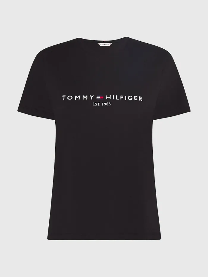 Tommy Hilfiger Curve Organic Cotton Logo TShirt Black Womens Curve Fashion