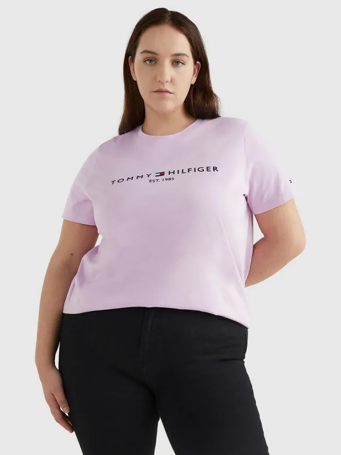 Tommy Hilfiger Curve Organic Cotton Logo TShirt Luminous Lilac Womens TShirts Near Me Tommy Hilfiger Curve Organic Cotton Logo TShirt Luminous Lilac Womens TShirts Near Me