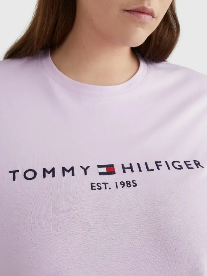 Tommy Hilfiger Curve Organic Cotton Logo TShirt Luminous Lilac Womens TShirts Near Me