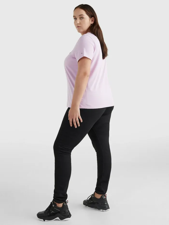 Tommy Hilfiger Curve Organic Cotton Logo TShirt Luminous Lilac Womens TShirts Near Me
