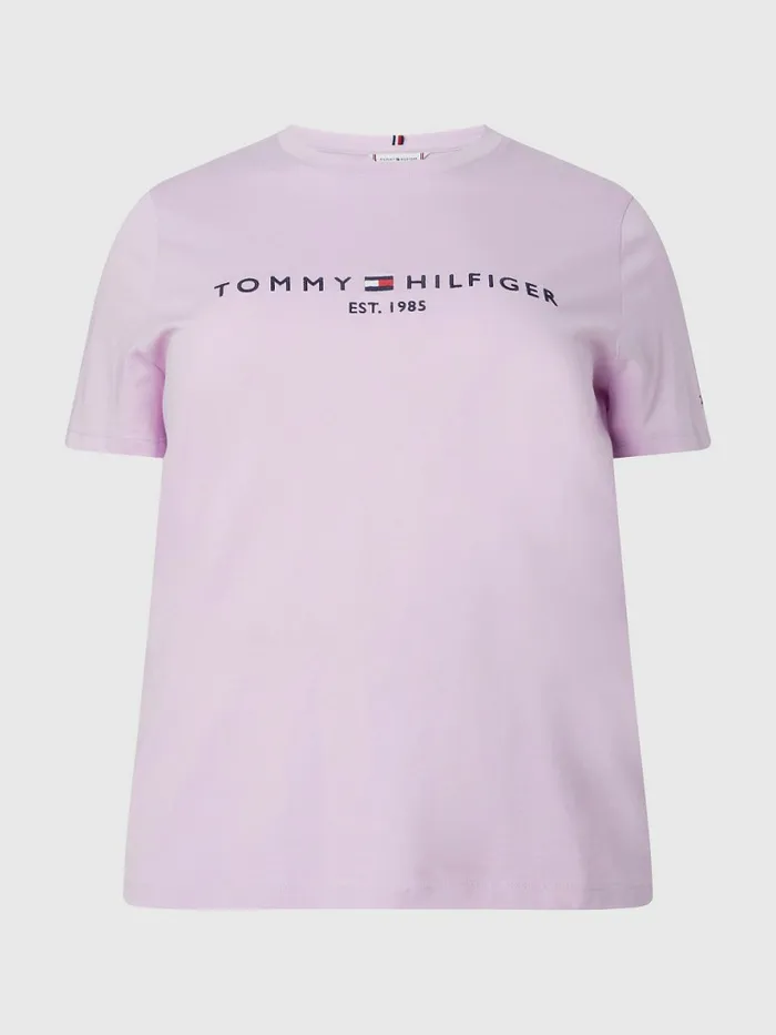 Tommy Hilfiger Curve Organic Cotton Logo TShirt Luminous Lilac Womens TShirts Near Me