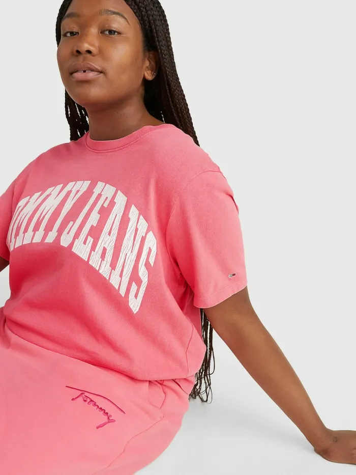 Tommy Hilfiger Curve Oversized Cropped TShirt Garden Rose Womens Curve Fashion