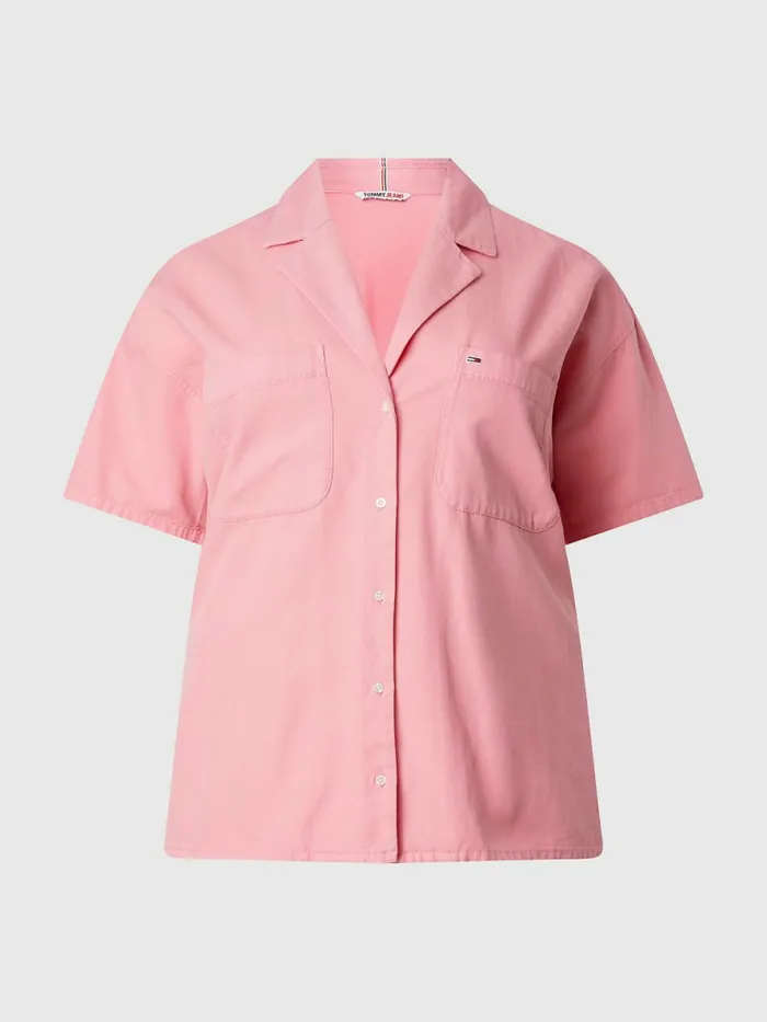 Tommy Hilfiger Curve Oversized Short Sleeve Shirt Fresh Pink Womens Curve Fashion Tommy Hilfiger Curve Oversized Short Sleeve Shirt Fresh Pink Womens Curve Fashion
