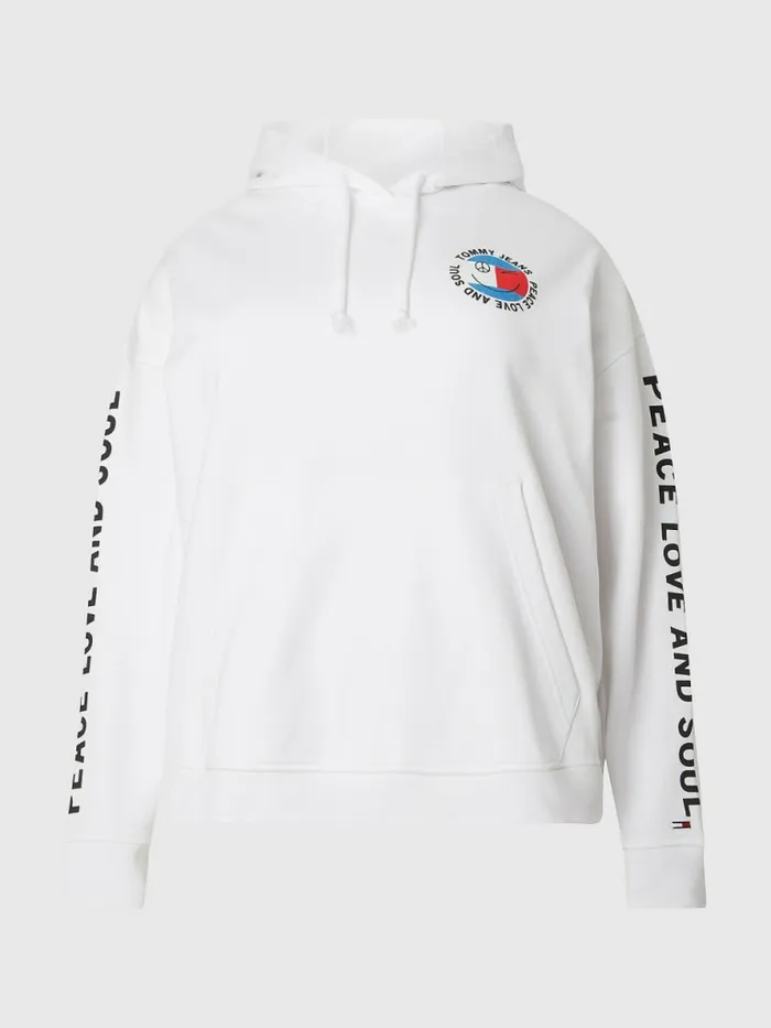 Tommy Hilfiger Curve Peace Logo Hoody White Womens Sweatshirts and Hoodies Popular Tommy Hilfiger Curve Peace Logo Hoody White Womens Sweatshirts and Hoodies Popular