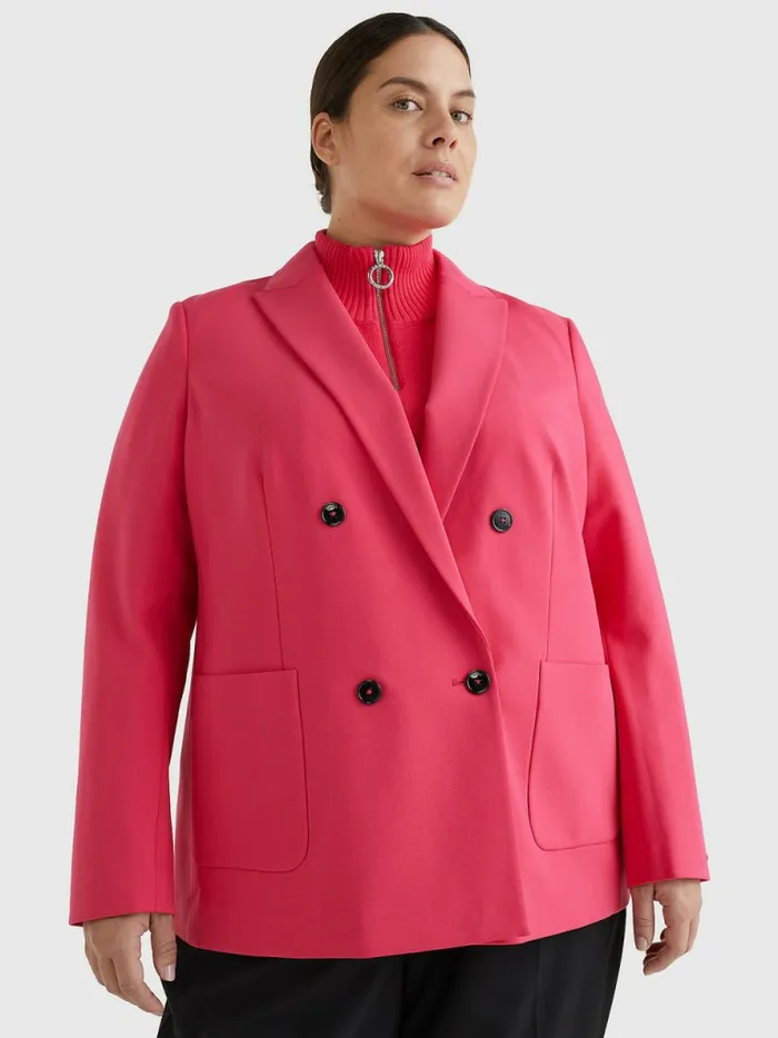 Tommy Hilfiger Curve Punto Milano Double Breasted Blazer Pink Splendor Womens Blazers Tommy Hilfiger Curve Punto Milano Double Breasted Blazer Pink Splendor Womens Blazers