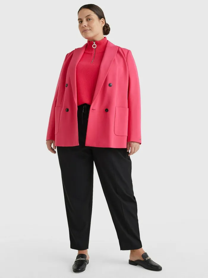 Tommy Hilfiger Curve Punto Milano Double Breasted Blazer Pink Splendor Womens Blazers