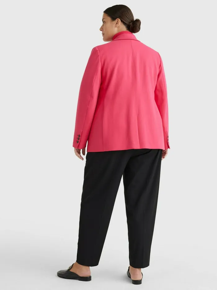 Tommy Hilfiger Curve Punto Milano Double Breasted Blazer Pink Splendor Womens Blazers