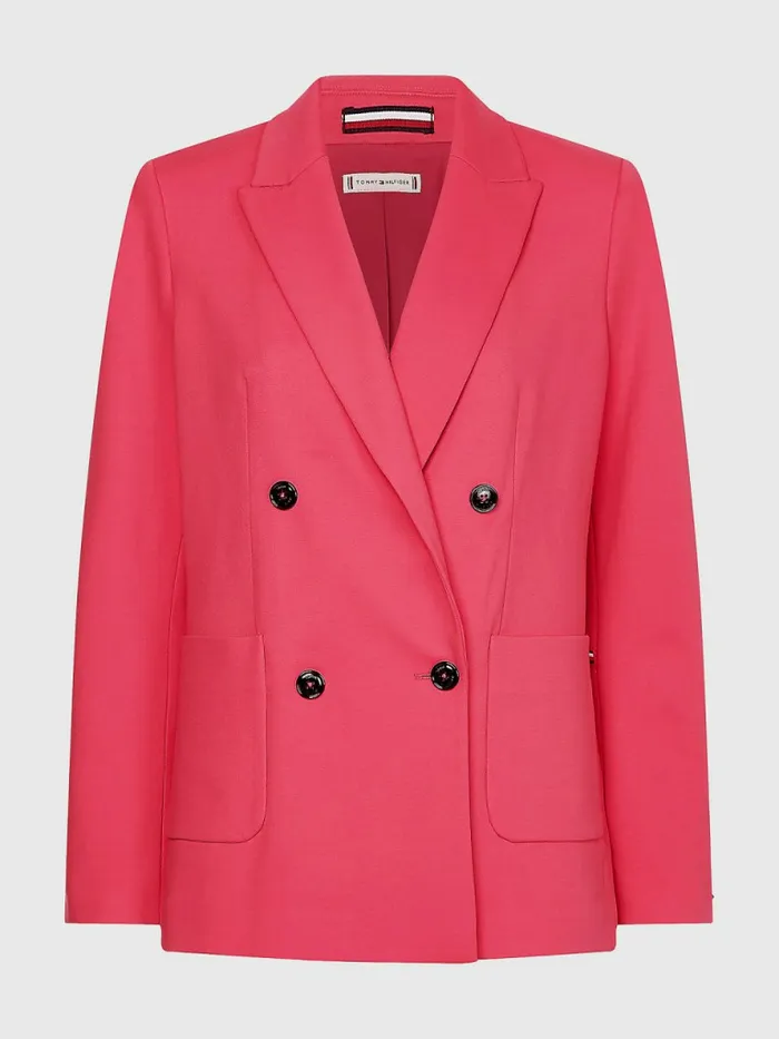 Tommy Hilfiger Curve Punto Milano Double Breasted Blazer Pink Splendor Womens Blazers