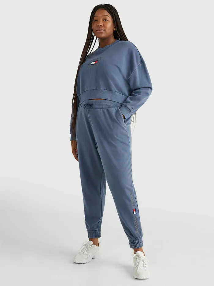 Tommy Hilfiger Curve Relaxed Fit Logo Joggers Twilight Navy Womens Trousers