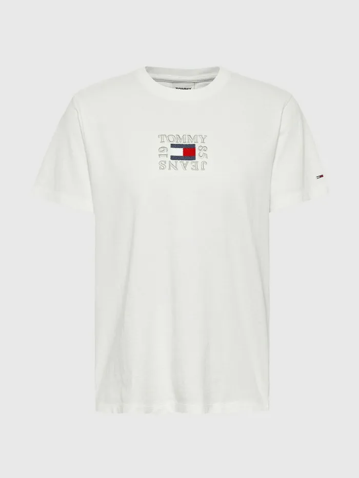 Tommy Hilfiger Curve Relaxed Organic Cotton TShirt Ecru Womens Curve Fashion