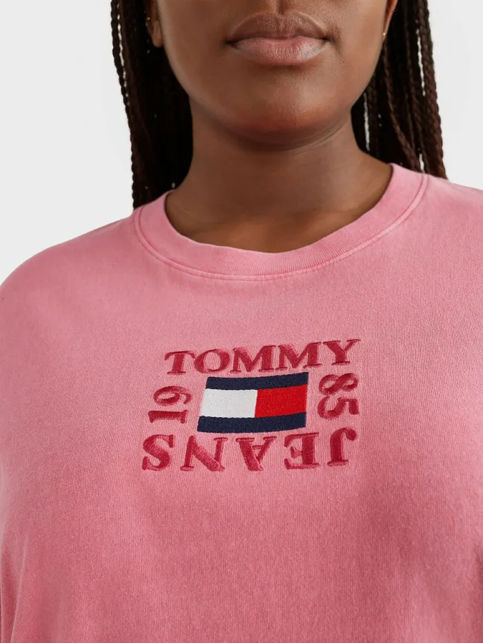 Tommy Hilfiger Curve Relaxed Organic Cotton TShirt Garden Rose Womens TShirts Cheap On Sale