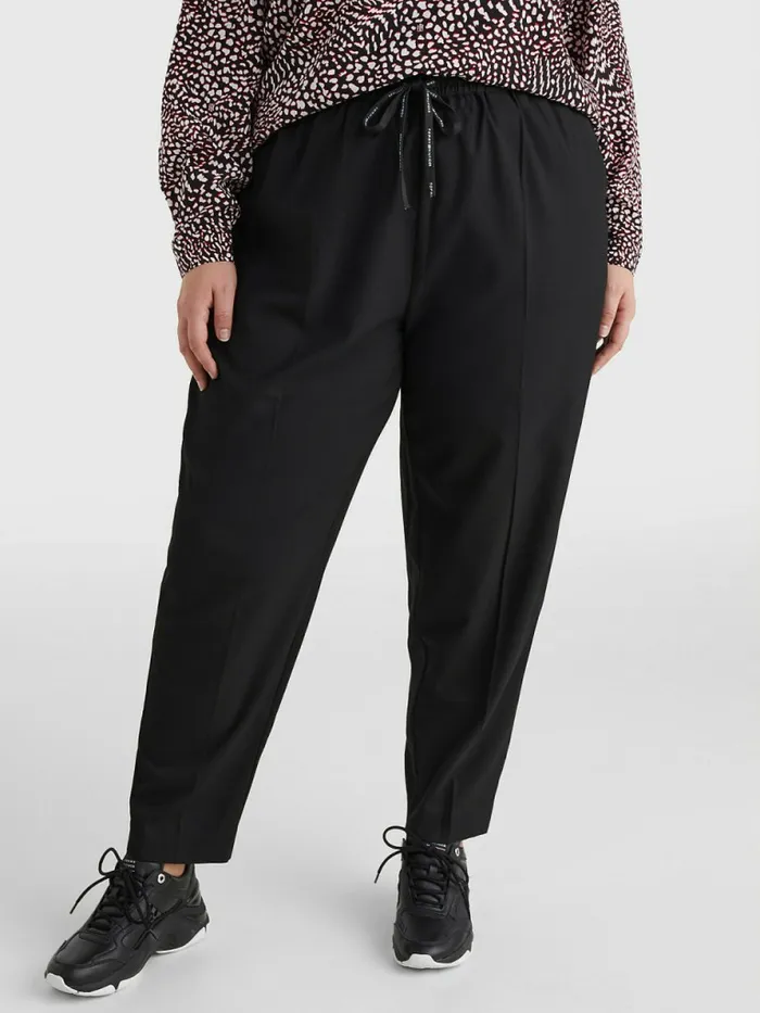 Tommy Hilfiger Curve Relaxed Tapered PullOn Trousers Black Womens Trousers