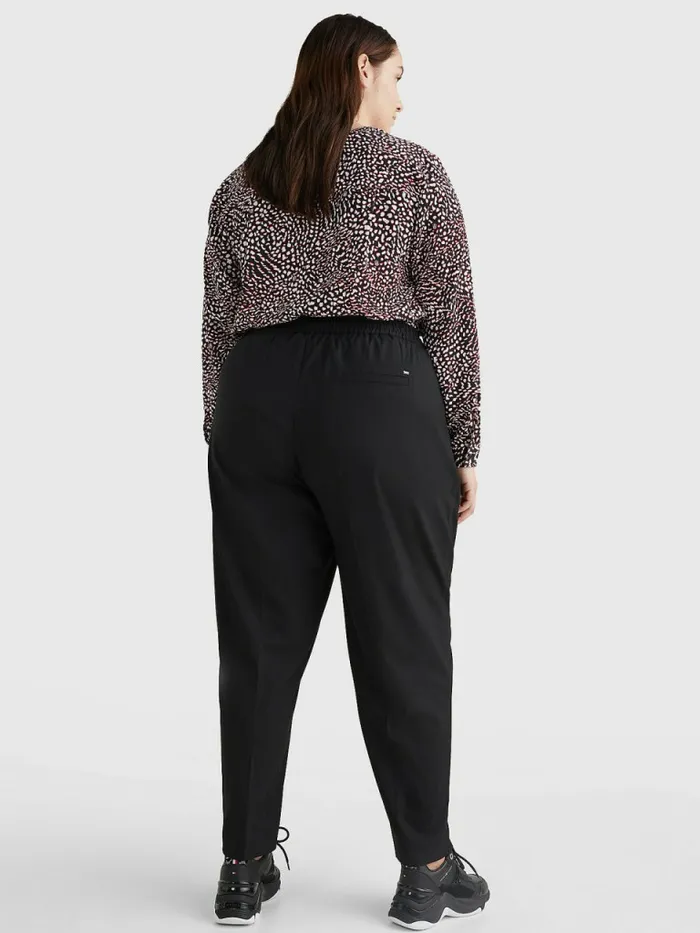 Tommy Hilfiger Curve Relaxed Tapered PullOn Trousers Black Womens Trousers