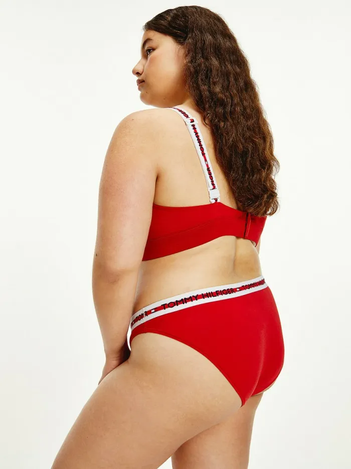 Tommy Hilfiger Curve Repeat Logo Stretch Organic Cotton Briefs Primary Red Womens Curve Fashion