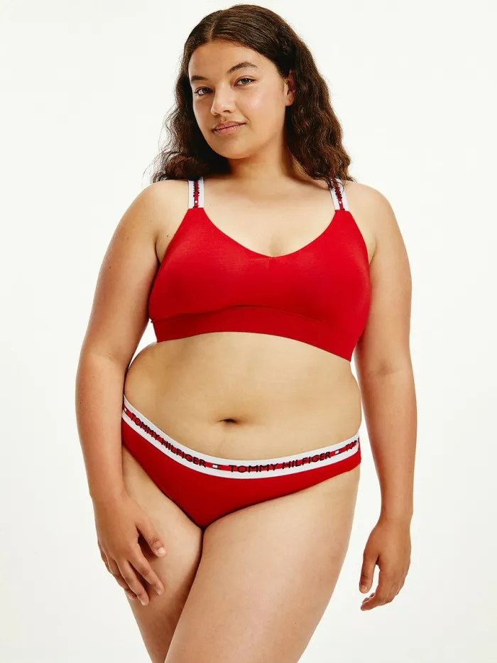 Tommy Hilfiger Curve Repeat Logo Stretch Organic Cotton Briefs Primary Red Womens Curve Fashion