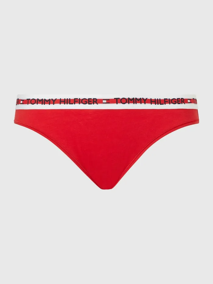 Tommy Hilfiger Curve Repeat Logo Stretch Organic Cotton Briefs Primary Red Womens Curve Fashion