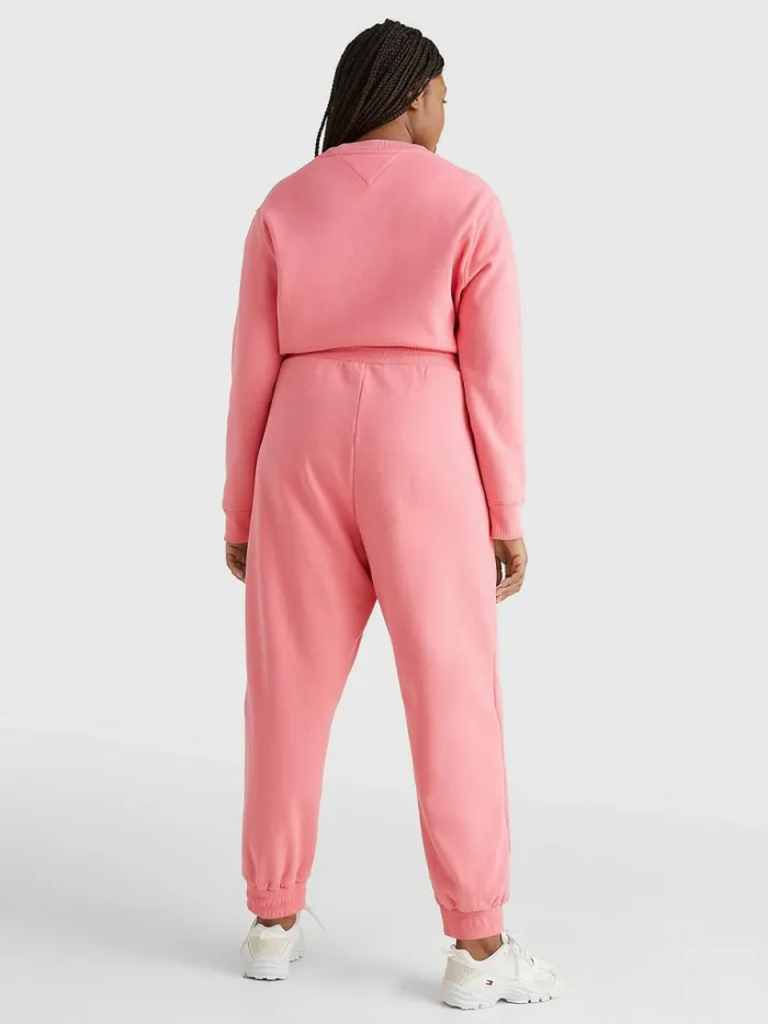 Tommy Hilfiger Curve Signature Relaxed Fleece Joggers Garden Rose Womens Trousers