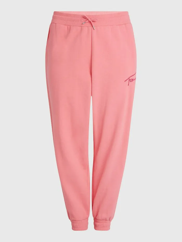 Tommy Hilfiger Curve Signature Relaxed Fleece Joggers Garden Rose Womens Trousers