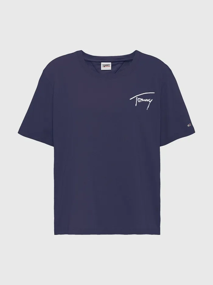 Tommy Hilfiger Curve Signature TShirt Twilight Navy Womens Curve Fashion