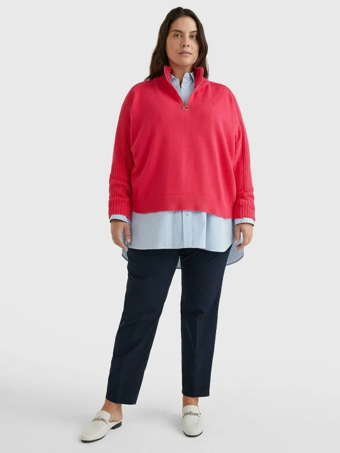 Tommy Hilfiger Curve Slim Signature Belt Chinos Desert Sky Womens Trousers