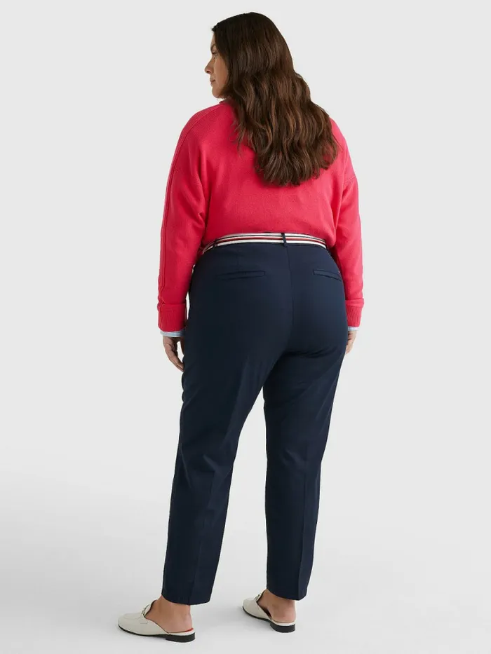 Tommy Hilfiger Curve Slim Signature Belt Chinos Desert Sky Womens Trousers