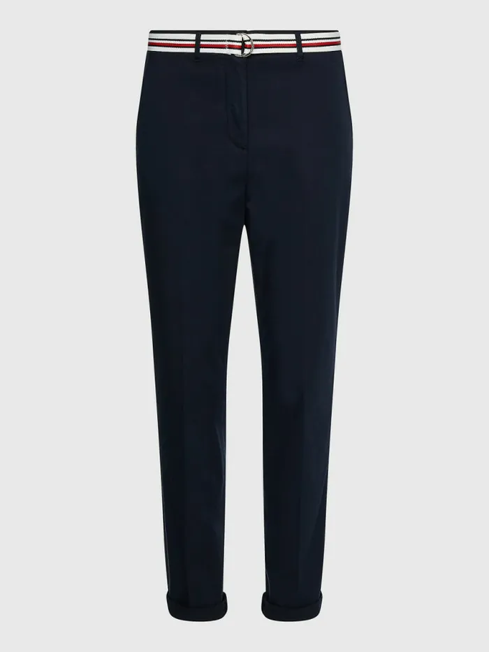 Tommy Hilfiger Curve Slim Signature Belt Chinos Desert Sky Womens Trousers