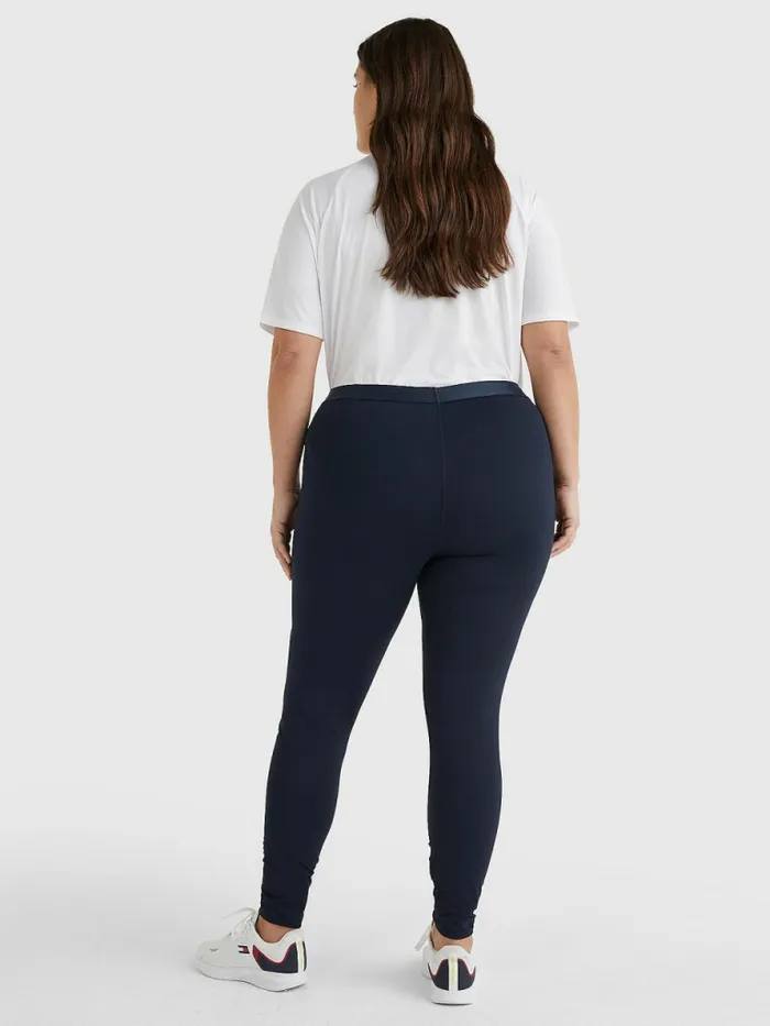 Tommy Hilfiger Curve Sport Full Length Waistband Detail Leggings Desert Sky Split Logo Tape Womens Curve Fashion