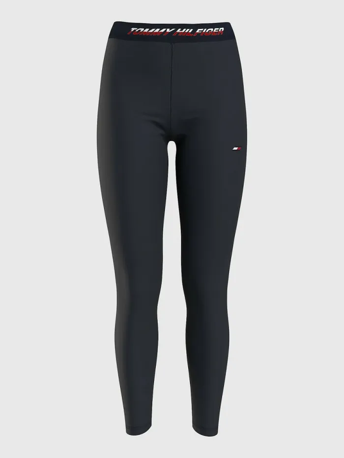 Tommy Hilfiger Curve Sport Full Length Waistband Detail Leggings Desert Sky Split Logo Tape Womens Curve Fashion
