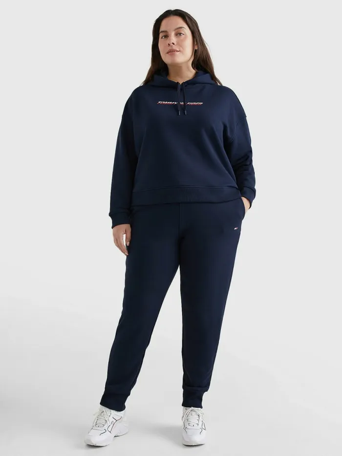 Tommy Hilfiger Curve Sport Logo Relaxed Fit Hoody Desert Sky Womens Sweatshirts and Hoodies Popular