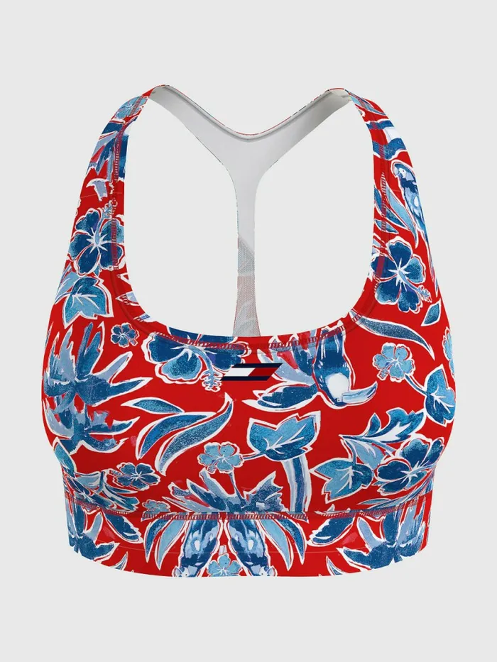 Tommy Hilfiger Curve Sport Medium Support Floral Bra Island Print Womens Lingerie Tommy Hilfiger Curve Sport Medium Support Floral Bra Island Print Womens Lingerie