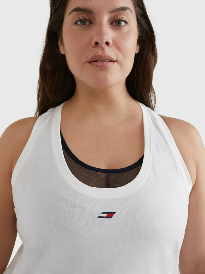 Tommy Hilfiger Curve Sport Organic Cotton Tank Top Ecru Womens Tommy Hilfiger Sport