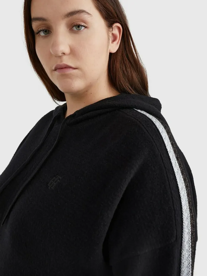 Tommy Hilfiger Curve Th Flex Relaxed Fit Hoody Dress Black Womens Dresses and Jumpsuits Cheap On Sale