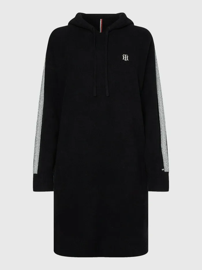 Tommy Hilfiger Curve Th Flex Relaxed Fit Hoody Dress Black Womens Dresses and Jumpsuits Cheap On Sale