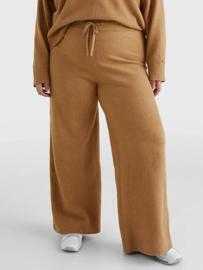 Tommy Hilfiger Curve Th Flex Wide Leg Trousers Countryside Khaki Womens Trousers Tommy Hilfiger Curve Th Flex Wide Leg Trousers Countryside Khaki Womens Trousers