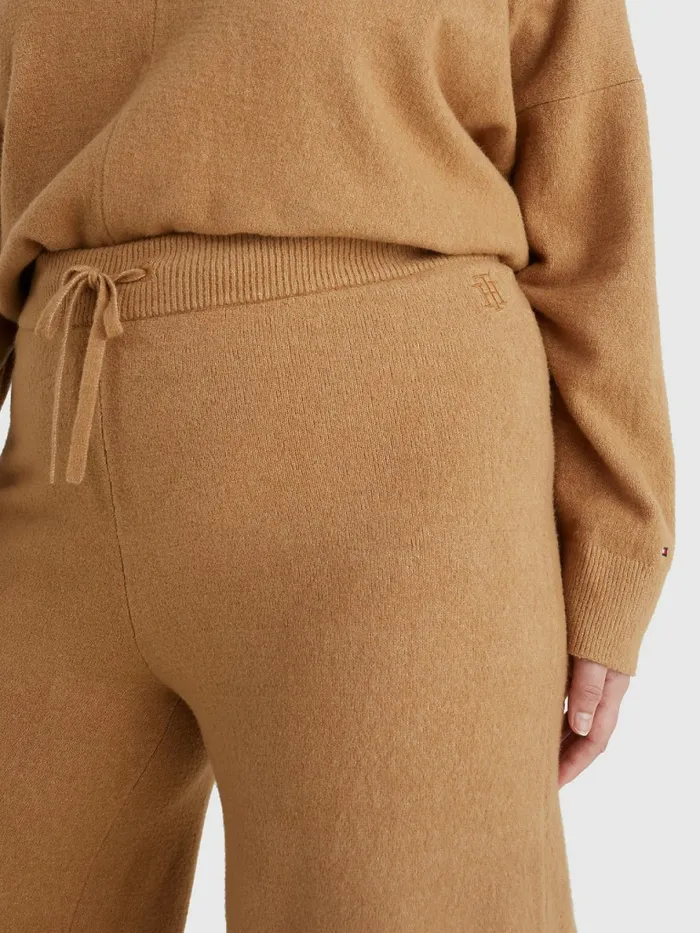 Tommy Hilfiger Curve Th Flex Wide Leg Trousers Countryside Khaki Womens Trousers