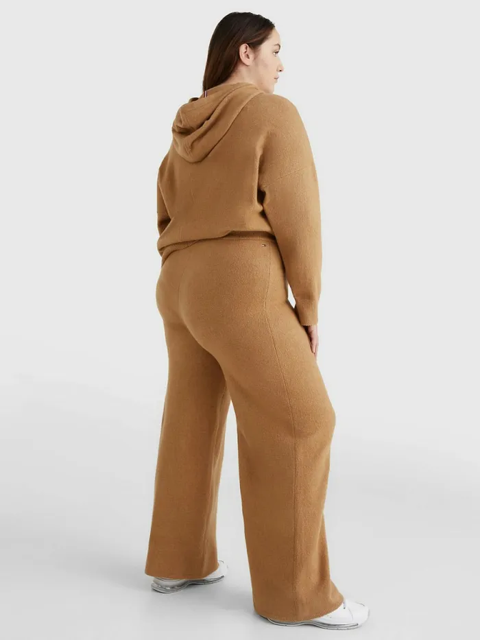 Tommy Hilfiger Curve Th Flex Wide Leg Trousers Countryside Khaki Womens Trousers