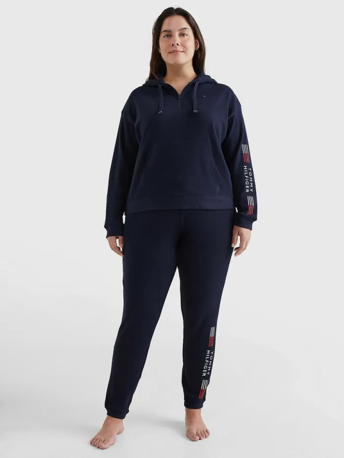 Tommy Hilfiger Curve Th Stretch Drawstring Logo Trousers Desert Sky Womens Trousers