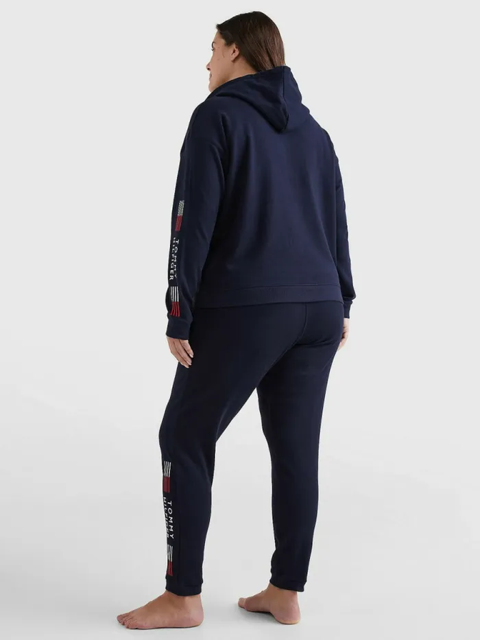 Tommy Hilfiger Curve Th Stretch Drawstring Logo Trousers Desert Sky Womens Trousers