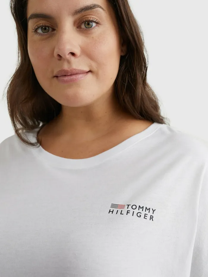 Tommy Hilfiger Curve Th Stretch Logo TShirt White Womens Curve Fashion