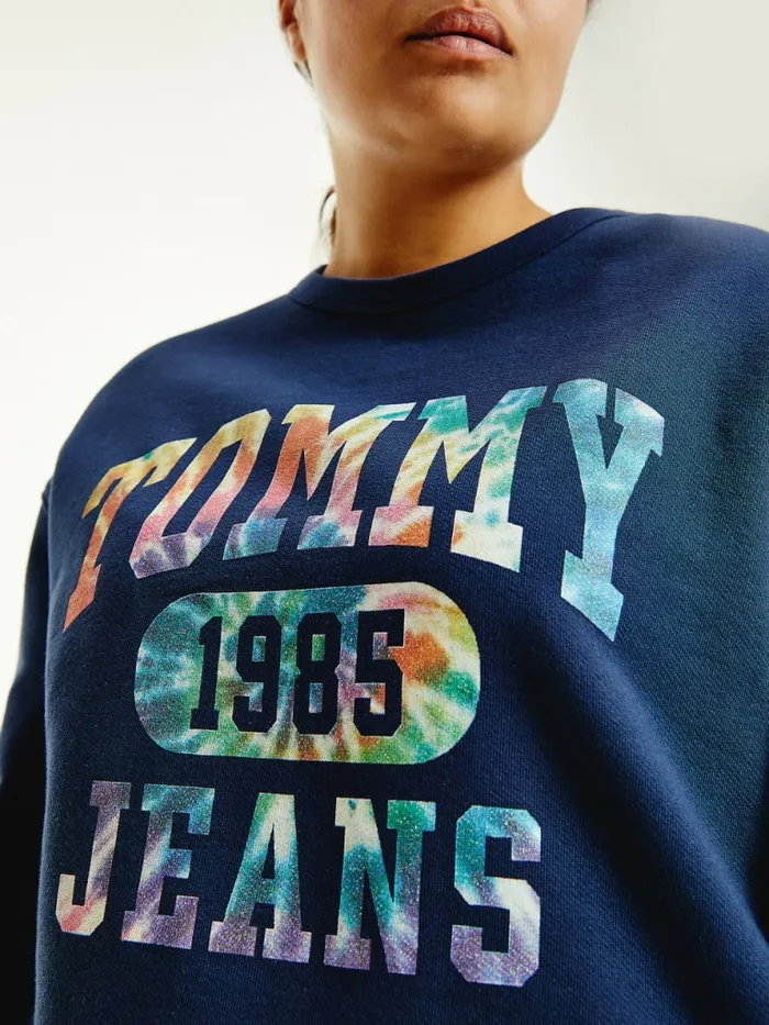 Tommy Hilfiger Curve TieDye Sweatshirt Twilight Navy Womens Sweatshirts and Hoodies Casaul