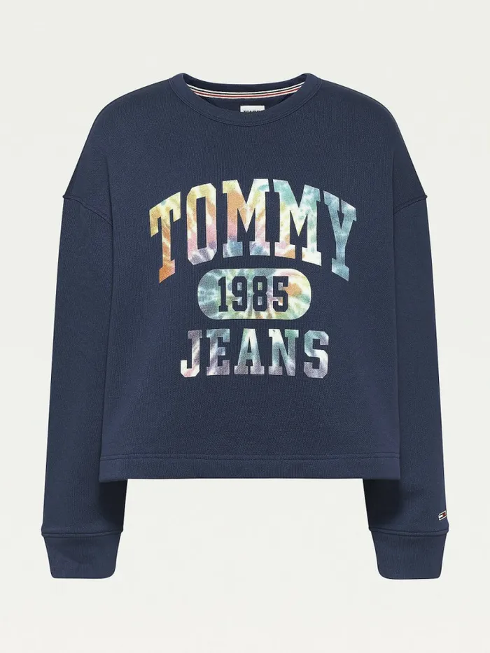 Tommy Hilfiger Curve TieDye Sweatshirt Twilight Navy Womens Sweatshirts and Hoodies Casaul