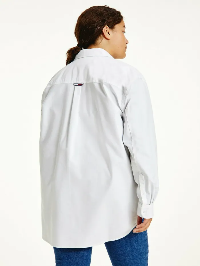 Tommy Hilfiger Curve Tommy Badge Boyfriend Shirt White Womens Shirts and Blouses Online