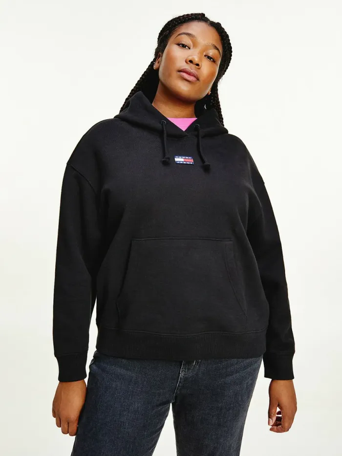 Tommy Hilfiger Curve Tommy Badge Hoody Black Womens Sweatshirts and Hoodies Popular Tommy Hilfiger Curve Tommy Badge Hoody Black Womens Sweatshirts and Hoodies Popular
